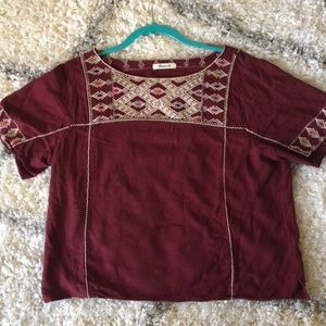 MADEWELL Embroidered Burgundy Top